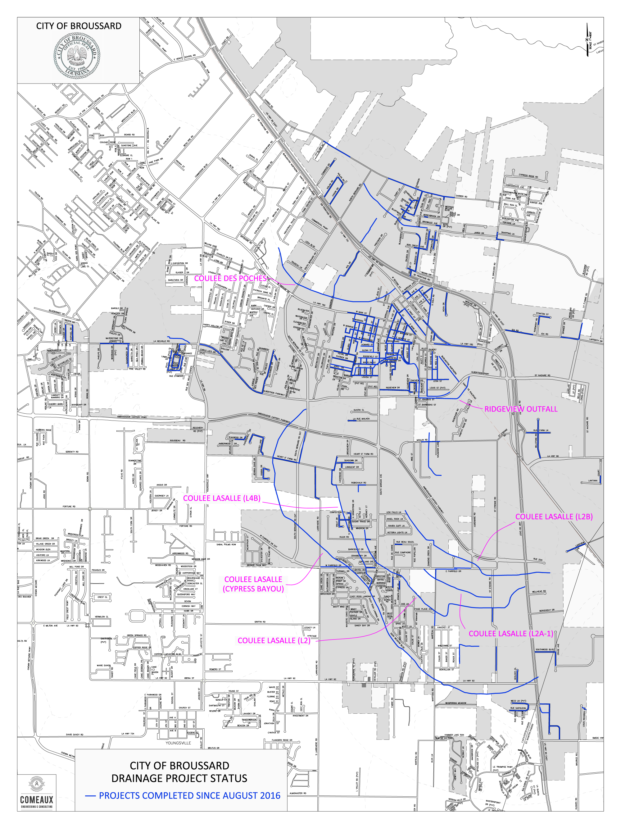 Map of Cleaned Ditches Broussard 2_22_2021
